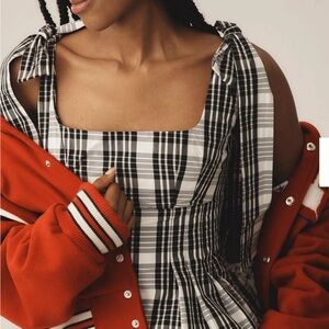 Anthropologie Black and White Plaid Midi Dress